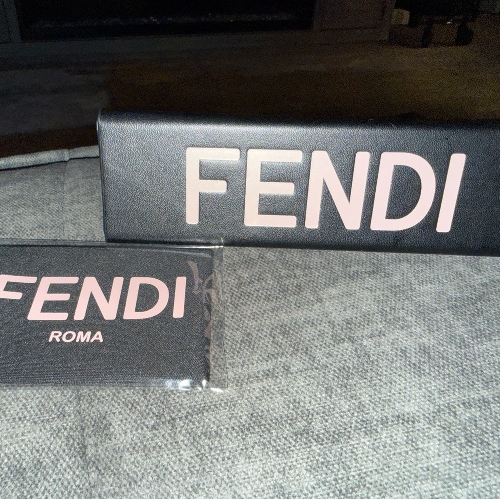 Fendi Black Glasses Case with Pink Logo